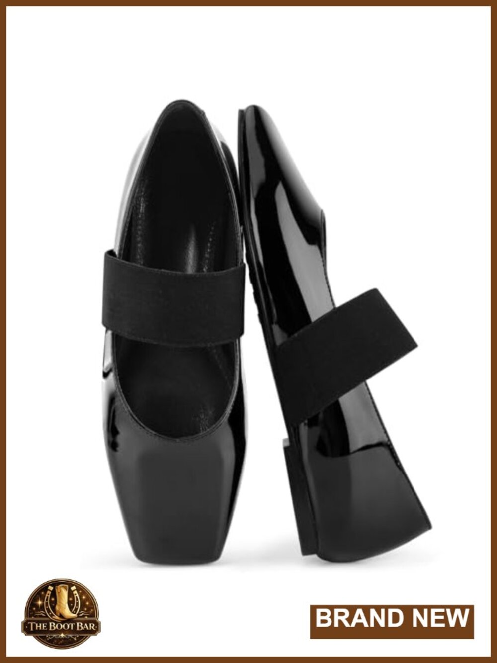 Women Ballet Flats Square Toe Faux Leather Mary Jane Shoes with Strap